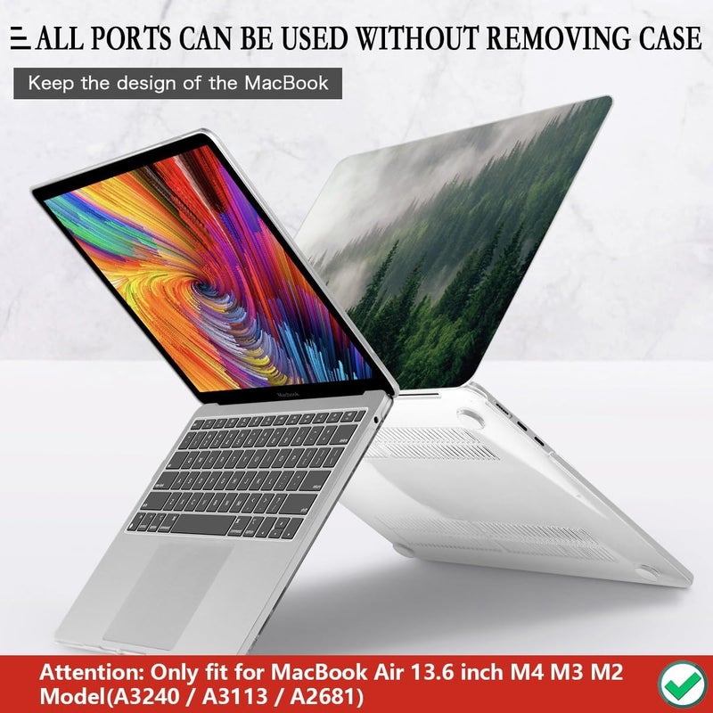 CISSOOK Compatible with MacBook Air 13.6 inch Case A3240 A3113 A2681 2025 2024 2022 Release, Forest Hard Shell Case with Keyboard Cover Type C to USB Transfer for MacBook Air 13.6 M2 M3 M4, Forest - Image 5